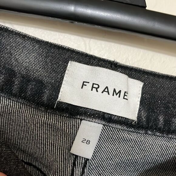 Frame Le High Skinny Crop Distressed Silver Black Metallic Denim Pants - Picture 11 of 11